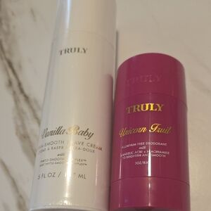 TRULY Vanilla Baby Shave Cream and Unicorn Fruit Deodorant Duo